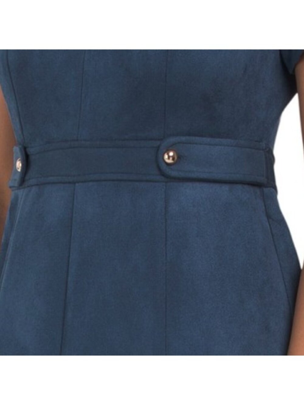LONDON TIMES Faux Suede Side Tab Fit And Flare Dress - Picture 4 of 4